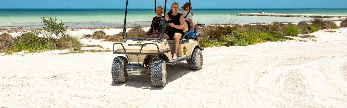 Full-day boat and golf buggy tour of Holbox Island from Chiquila