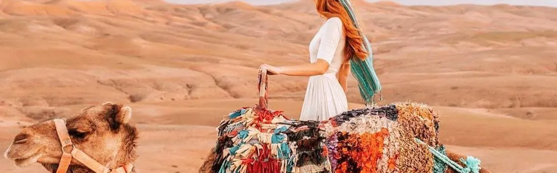 Agafay desert private sunset camel ride from Marrakech