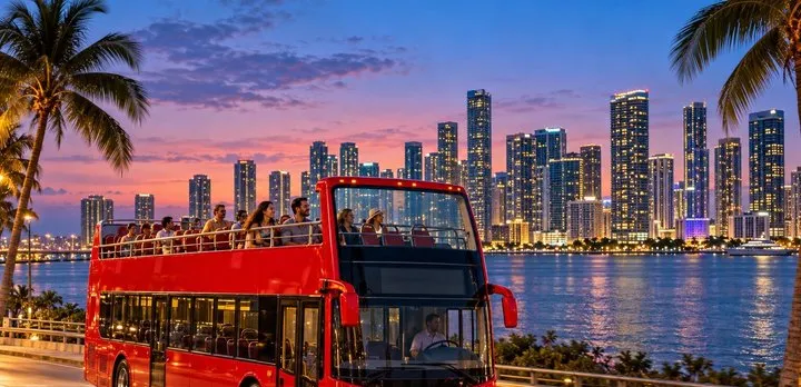Double Decker Hop-On-Hop-Off Bus & Miami Cruise