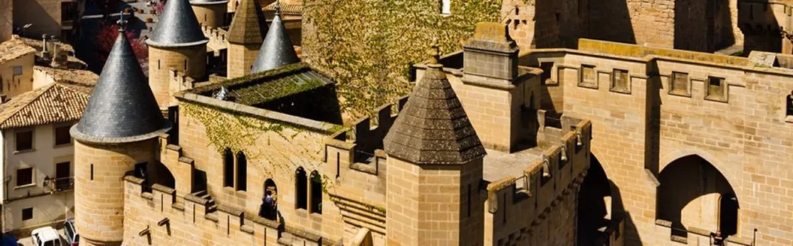 Olite Royal Palace and Ujue Monastery from Pamplona