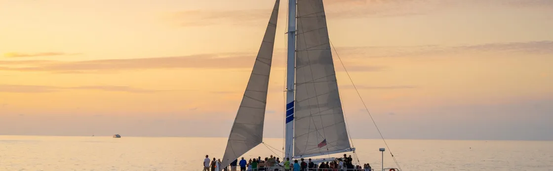 Catamaran sunset sail with champagne