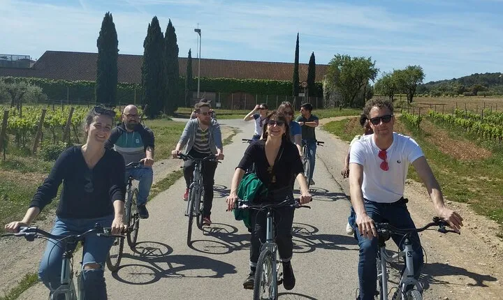 From Sitges: Wine and Bike Tour with hotel pick up.