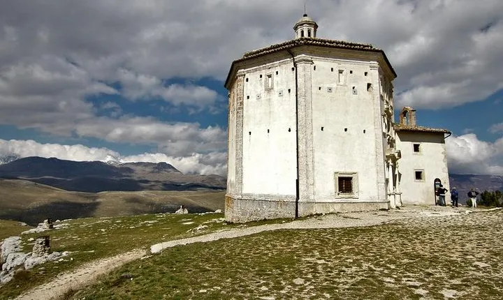 Medieval Abruzzo by R. Calascio with typical Abruzzo lunch