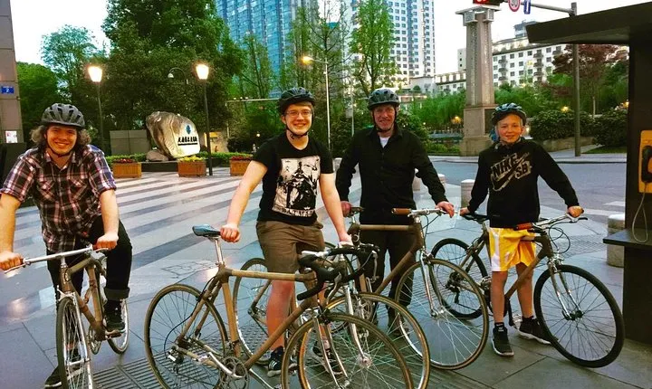 NIGHT TOUR on a Bamboo Bicycle - plus Taste Local Snacks at Food Alley