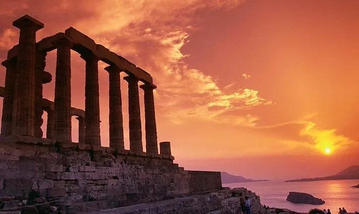 Sunset from the temple of Poseidon at Cape Sounio (Half Day Tour)