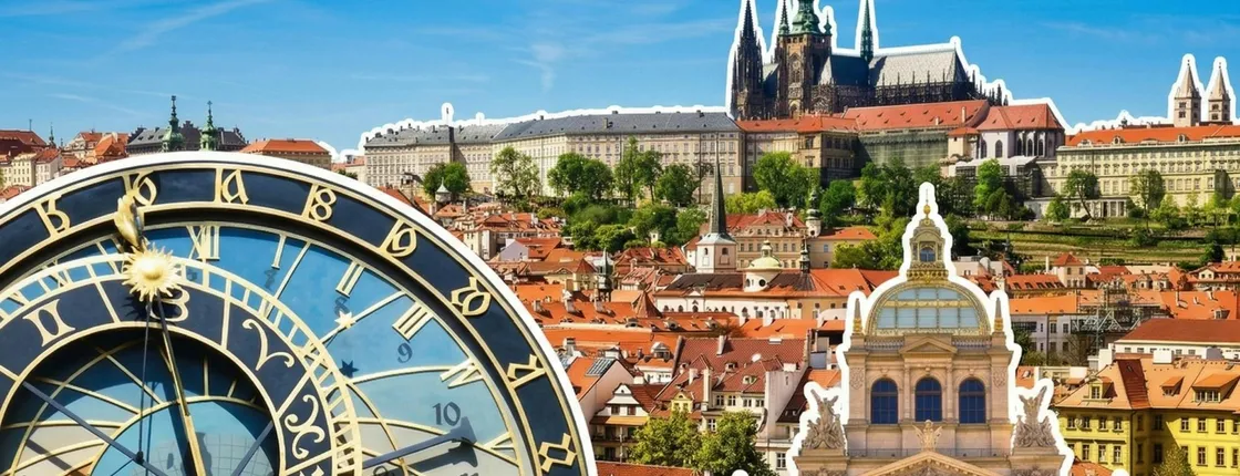 Prague Castle and Orloj with National Museum or Jewish Quarter