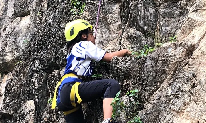 Rock Climbing guiding, top rope climbing includes full climbing gears and shoe.