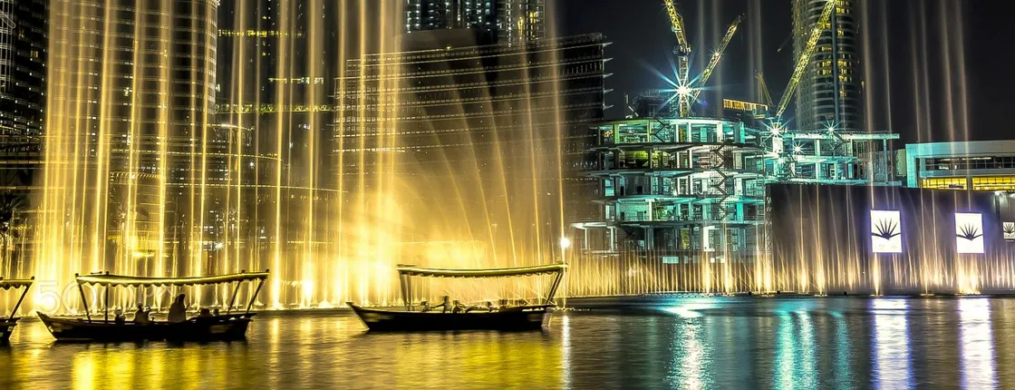 Dubai fountain show and lake ride by traditional boat