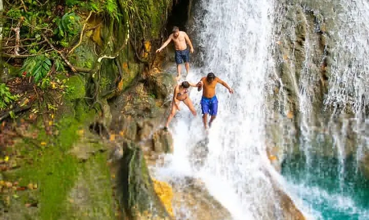 Blue Hole Waterfalls and Rasta Garden from Montego Bay