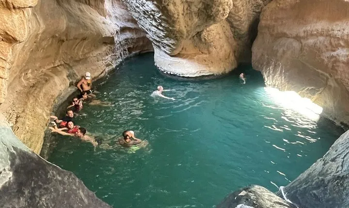 Private Full- Day Wadi Shab-Bimmah Sinkhole-Fins Beach Tour