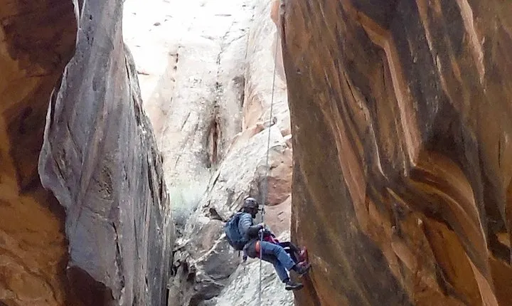 Moab Rappeling Adventure: Medieval Chamber Slot Canyon