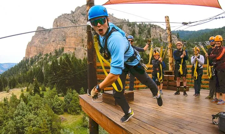 Ziplining across the Beautiful Gallatin River
