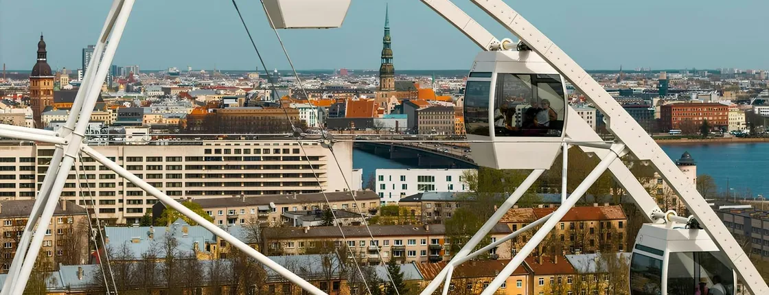 Riga Rise observation wheel with digital art gallery