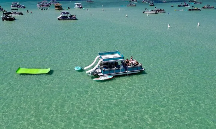 Private Crab Island Double Slides Pontoon Charter