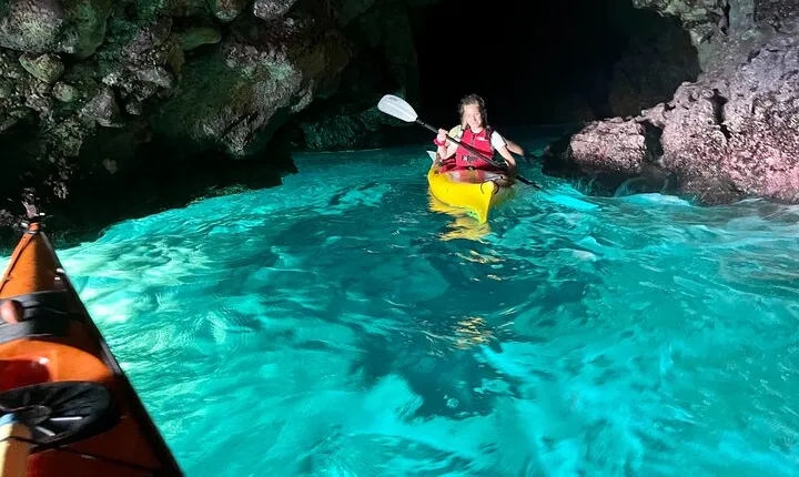 Porto Selvaggio kayak tour + cliff diving + cold spring immersion