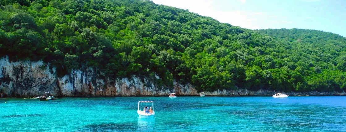 Boat trip from Corfu to Sivota with barbecue and Blue Lagoon