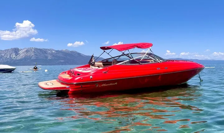 Luxury boat tour of Emerald Bay in the Grateful Red