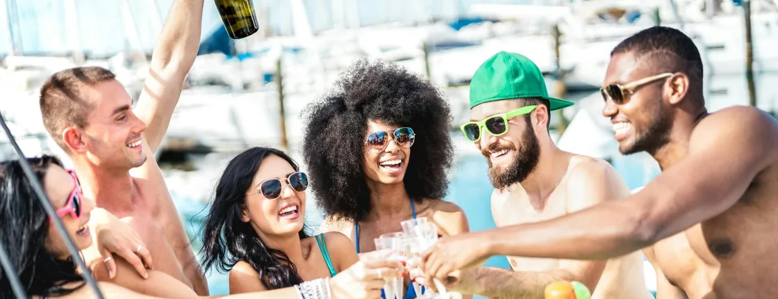 Boat party with drinks at Fuengirola Marina
