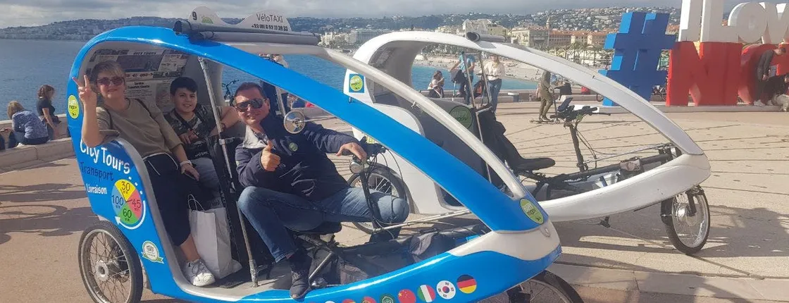 A 1.15-hour private electric rickshaw ride in the French Riviera