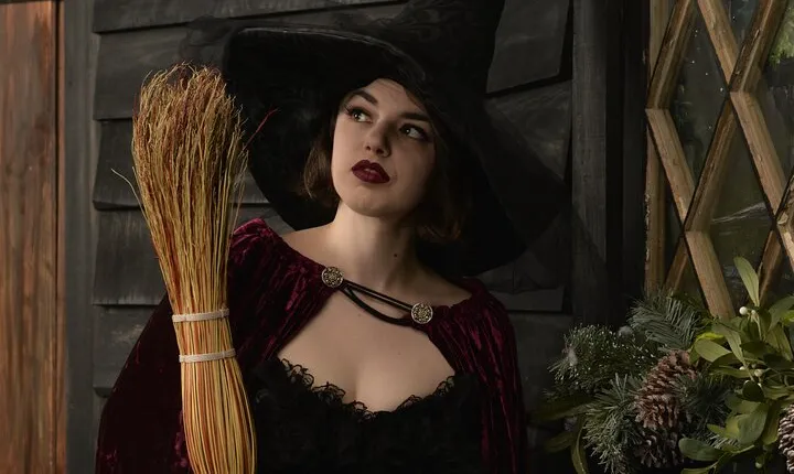Witch Costume Photo Shoot - Olde Salem Village theatrical set