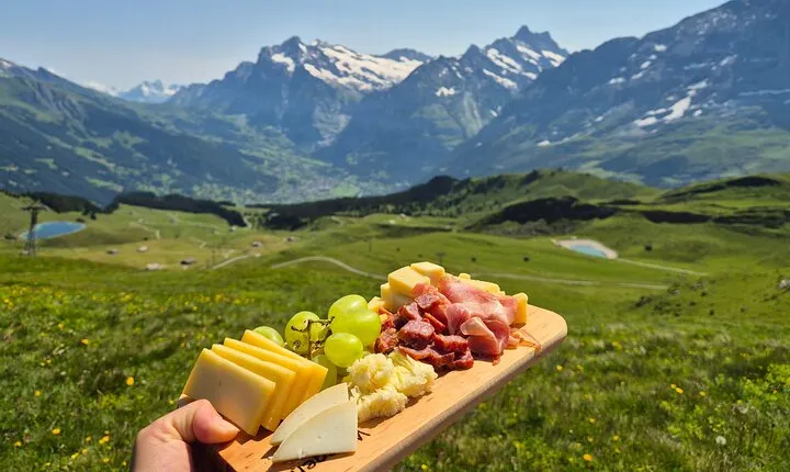 Cheese and chocolate on mountain summit