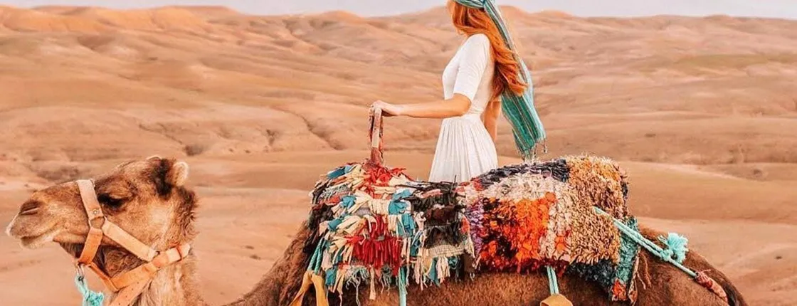 Agafay desert private sunset camel ride from Marrakech