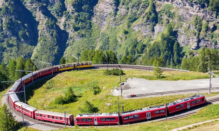 Milan Bernina Scenic Train ride on the Swiss Alps. Small-Group