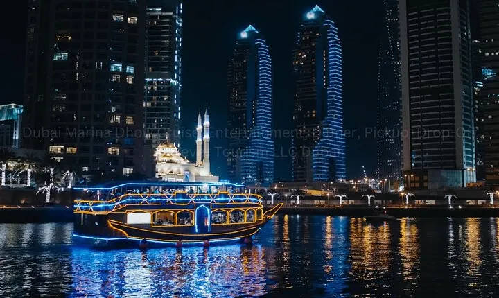 Dubai Marina Dhow Cruise Entertainment Dinner Pickup and Drop Off
