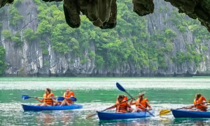 Ha Long Full Day Tour : Kayak,Cave,Swimming from Tuan Chau Island