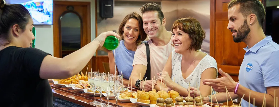 Pintxo tasting paired with Spanish wines in Bilbao