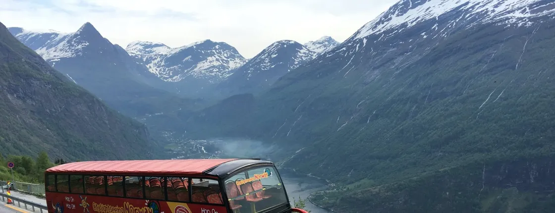 City Sightseeing hop-on hop-off bus tour of Geiranger