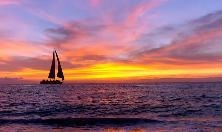 Sunset on sailboat in Cabo de Gata