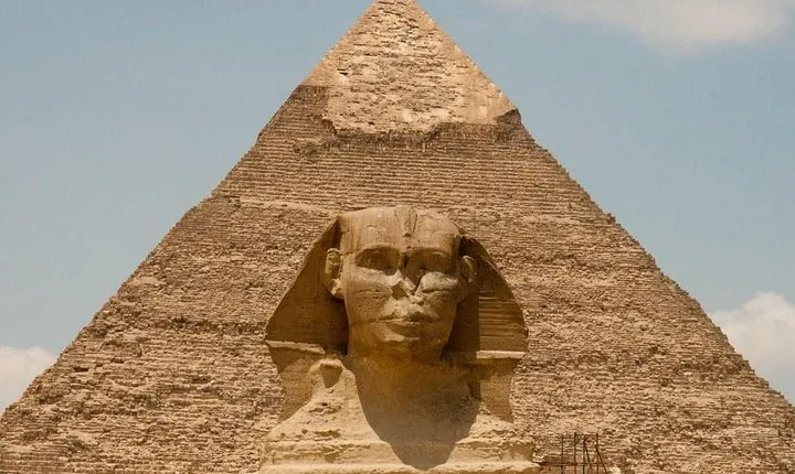 Grand Egyptian Museum and the Pyramids from Alexandria Port