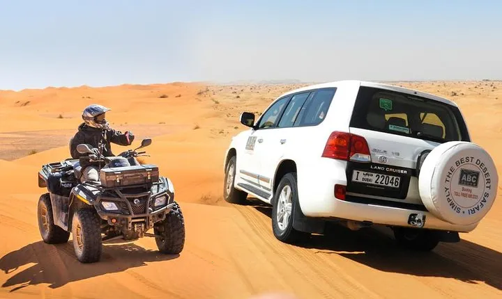 Dubai Desert Safari Dune Bashing, 60min ATV Quad, Camel Ride, BBQ