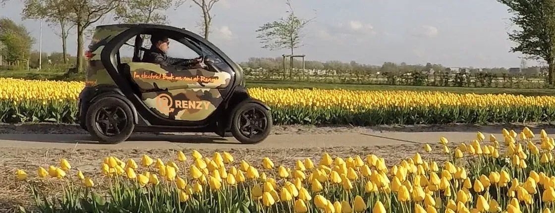 Drive-it-yourself electric car with tulip and flower fields audio tour
