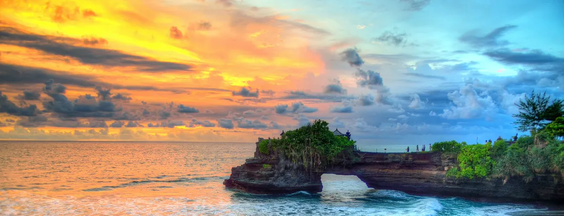 Sunset at Tanah Lot Temple with spa option