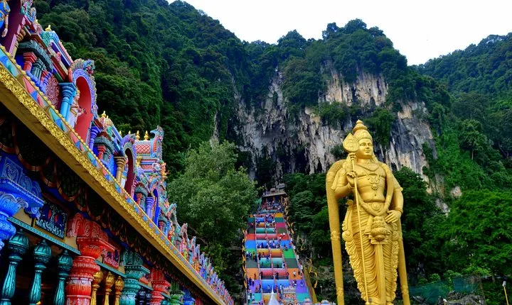 The holy caverns and temples of the Batu Caves