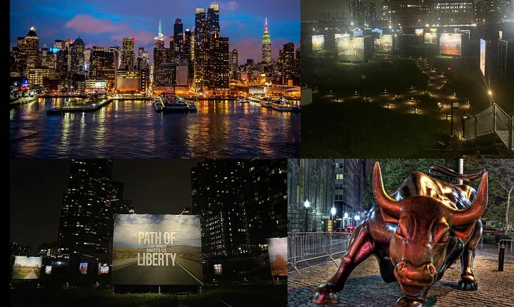 Night Walking Tour Path of Liberty with Ferry to Wall Street Bull