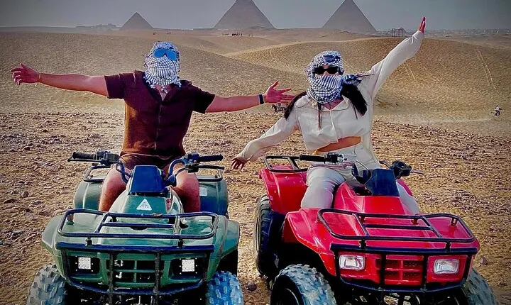 Giza pyramids and quad ATV bike one hour around Sahara desert in Giza