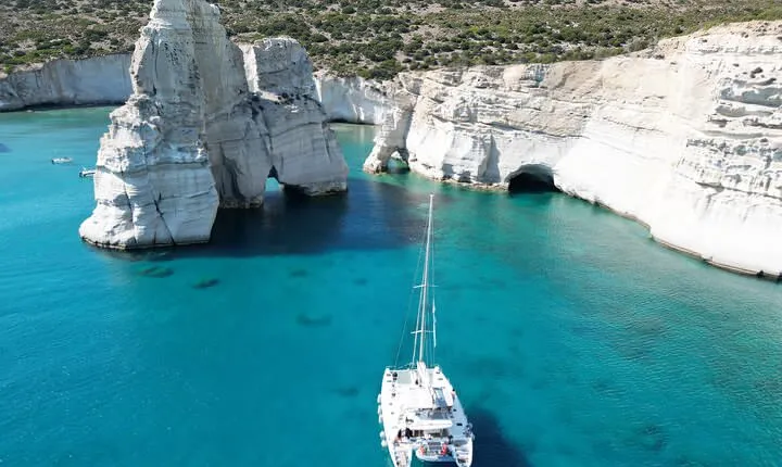 Best of Milos and Poliegos Catamaran snorkelling Cruise with BBQ