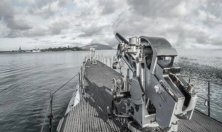 Battleships of WWII at Pearl Harbor from Waikiki