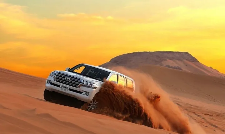 Desert Safari 4x4 Drive With Camel Ride,Belly DanceTanura & Fire Show BBQ Dinner