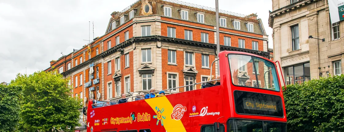 City Sightseeing hop-on hop-off bus tour with walking tour of Dublin