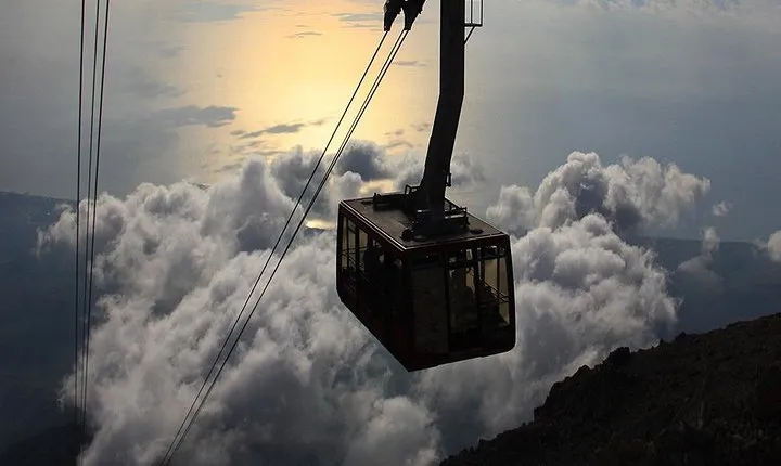 Tahtali cable car, 2350 m above sea level ! From Antalya