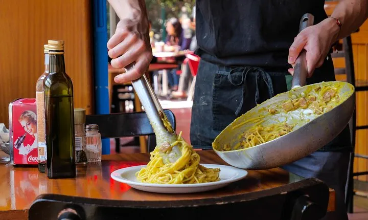 Make Pasta Carbonara from Scratch in a Jazz Club in Venice