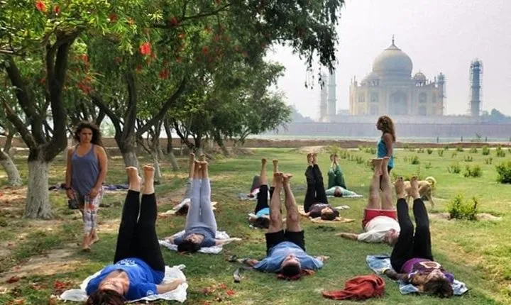 One Hour Yoga Session with view of the beautiful Taj Mahal