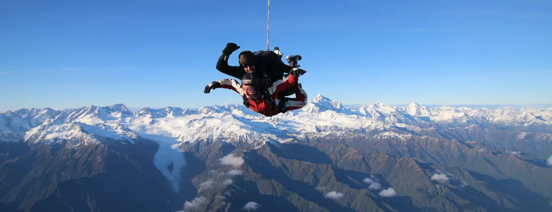 Tandem skydive 13,000ft above Franz Josef and Fox Glaciers