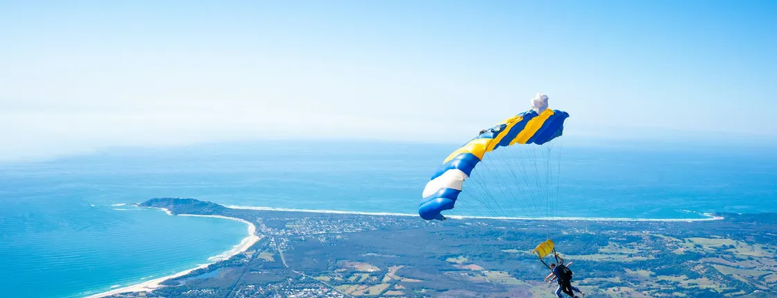 Skydiving experience over Byron Bay