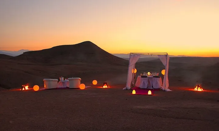 Amazing Dinner in Agafay Desert with Sunset and Berber Camp