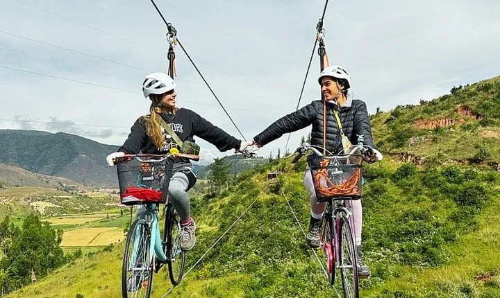 Skybike via ferrata and rappelling in the Sacred Valley